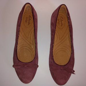 Indigo by Clark's Plum Suede Ballet Flats 8 M